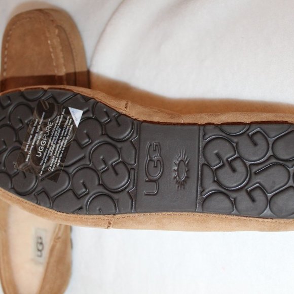 UGG SUEDE SHEARLING SLIP ON SLIPPERS CHESTNUT - Picture 5 of 8